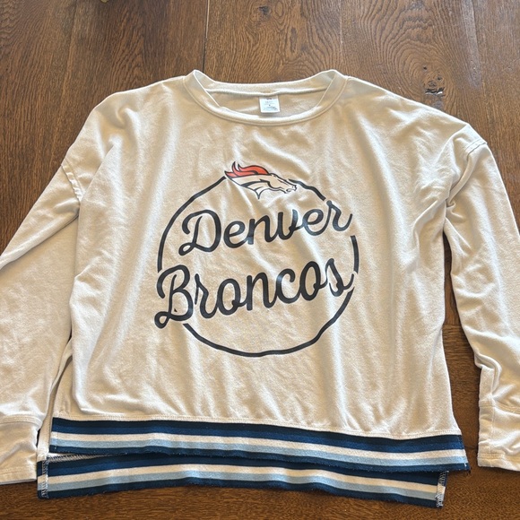 NFL Denver Broncos Cream and Blue Crewneck Sweater - Picture 1 of 3